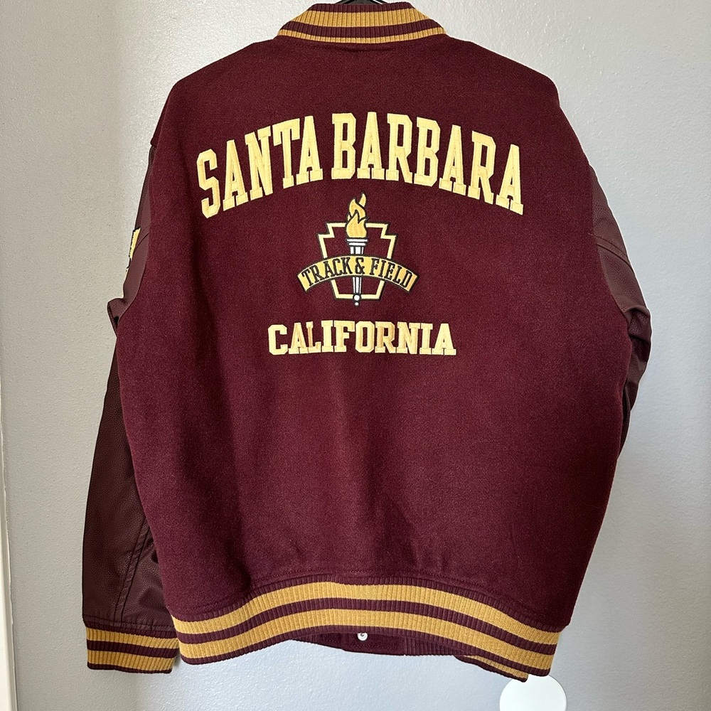Abercrombie & Fitch Maroon and Brown Varsity Jacket - Picture 4 of 7